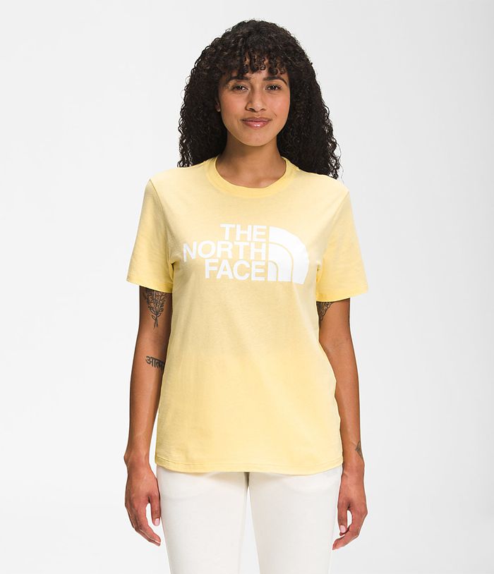 Camiseta The North Face Mujer Manga Corta Half Dome Cotton - Colombia MZRLAI096 - Amarillo